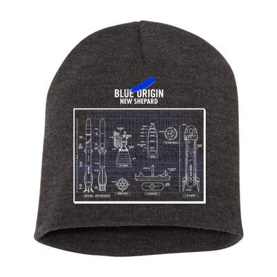 Blue Origin New Shepard Spaceship Blueprints Short Acrylic Beanie
