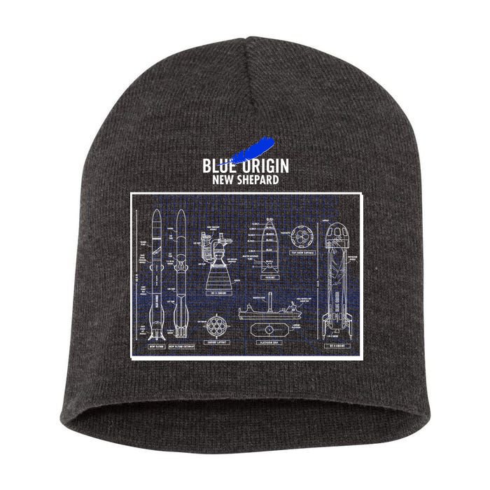 Blue Origin New Shepard Spaceship Blueprints Short Acrylic Beanie