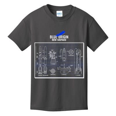 Blue Origin New Shepard Spaceship Blueprints Kids T-Shirt