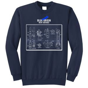 Blue Origin New Shepard Spaceship Blueprints Sweatshirt