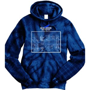 Blue Origin New Shepard Spaceship Blueprints Tie Dye Hoodie