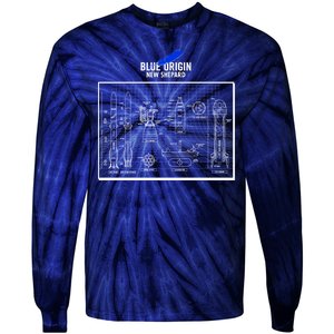 Blue Origin New Shepard Spaceship Blueprints Tie-Dye Long Sleeve Shirt