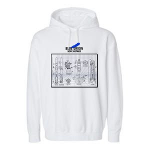 Blue Origin New Shepard Spaceship Blueprints Garment-Dyed Fleece Hoodie