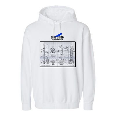 Blue Origin New Shepard Spaceship Blueprints Garment-Dyed Fleece Hoodie