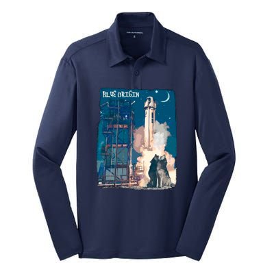 Blue Origin Space Launch Silk Touch Performance Long Sleeve Polo