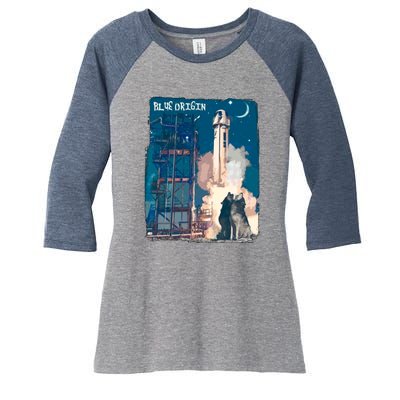 Blue Origin Space Launch Women's Tri-Blend 3/4-Sleeve Raglan Shirt