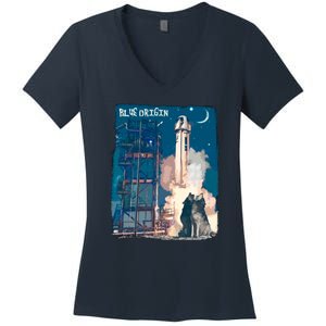 Blue Origin Space Launch Women's V-Neck T-Shirt