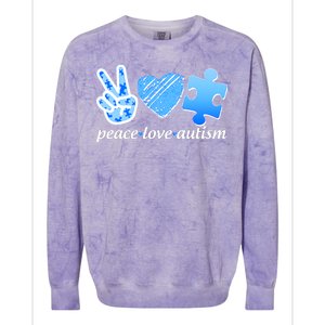 Blue Peace Love Autism  Colorblast Crewneck Sweatshirt