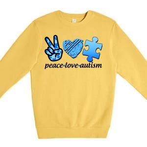 Blue Peace Love Autism  Premium Crewneck Sweatshirt