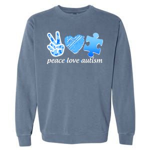 Blue Peace Love Autism  Garment-Dyed Sweatshirt