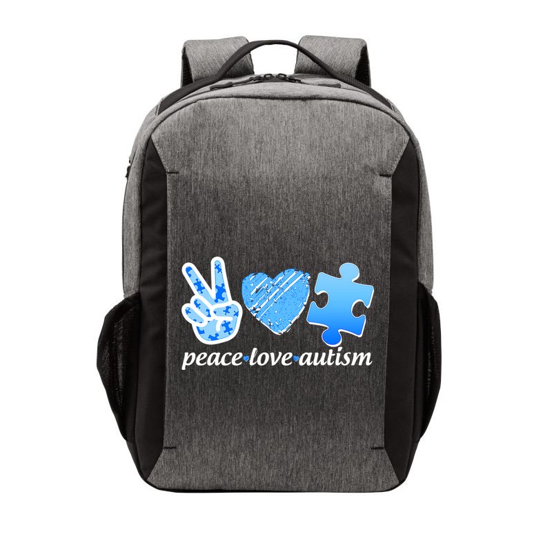 Blue Peace Love Autism  Vector Backpack