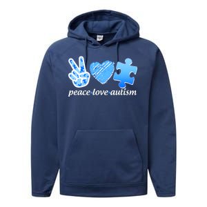 Blue Peace Love Autism  Performance Fleece Hoodie