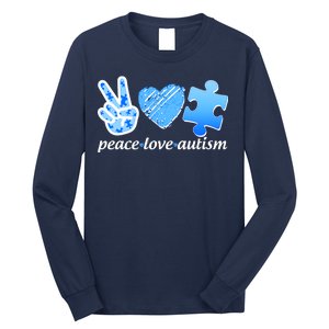 Blue Peace Love Autism  Long Sleeve Shirt