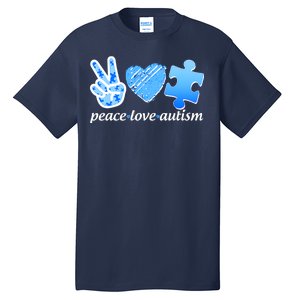 Blue Peace Love Autism  Tall T-Shirt