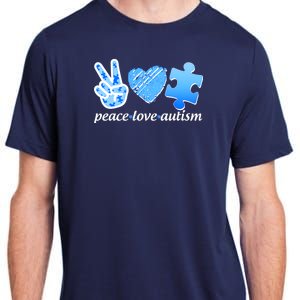 Blue Peace Love Autism  Adult ChromaSoft Performance T-Shirt