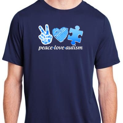 Blue Peace Love Autism  Adult ChromaSoft Performance T-Shirt