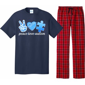 Blue Peace Love Autism  Pajama Set