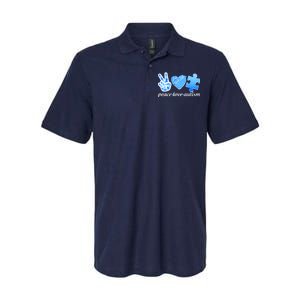 Blue Peace Love Autism  Softstyle Adult Sport Polo