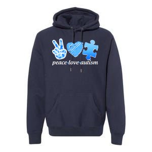 Blue Peace Love Autism  Premium Hoodie