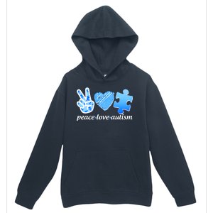 Blue Peace Love Autism  Urban Pullover Hoodie