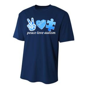 Blue Peace Love Autism  Performance Sprint T-Shirt