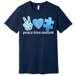 Blue Peace Love Autism  Premium T-Shirt