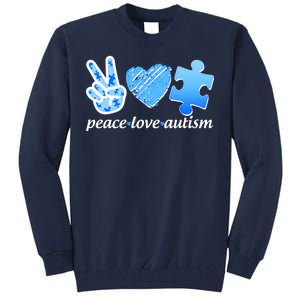 Blue Peace Love Autism  Tall Sweatshirt