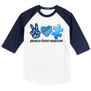 Blue Peace Love Autism  Baseball Sleeve Shirt