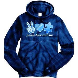 Blue Peace Love Autism  Tie Dye Hoodie