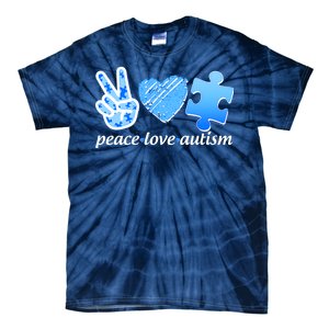 Blue Peace Love Autism  Tie-Dye T-Shirt