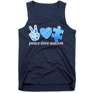 Blue Peace Love Autism  Tank Top