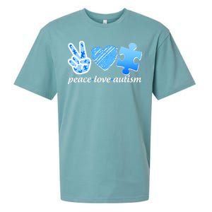 Blue Peace Love Autism  Sueded Cloud Jersey T-Shirt