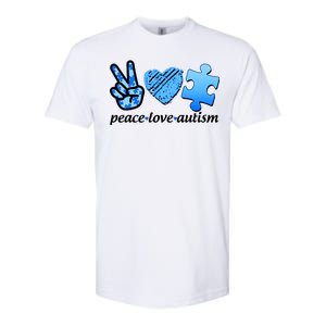 Blue Peace Love Autism  Softstyle CVC T-Shirt