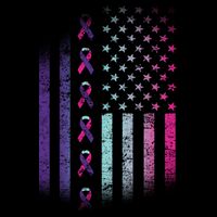 Blue Pink Teal Ribbon Flag Thyroid Cancer Awareness Tall T-Shirt