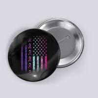 Blue Pink Teal Ribbon Flag Thyroid Cancer Awareness Button