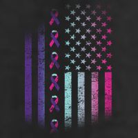 Blue Pink Teal Ribbon Flag Thyroid Cancer Awareness Beanie