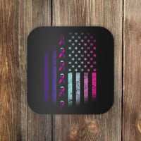 Blue Pink Teal Ribbon Flag Thyroid Cancer Awareness Coaster