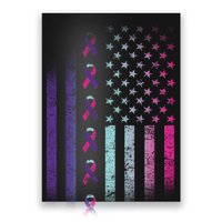 Blue Pink Teal Ribbon Flag Thyroid Cancer Awareness Poster