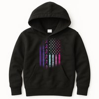 Blue Pink Teal Ribbon Flag Thyroid Cancer Awareness Kids Hoodie