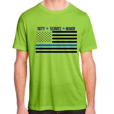 Blue Ribbon USA Flag Support Police Adult ChromaSoft Performance T-Shirt