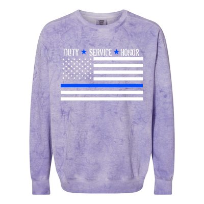 Blue Ribbon USA Flag Support Police Colorblast Crewneck Sweatshirt