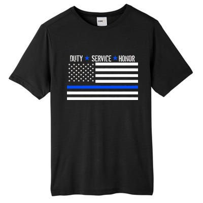 Blue Ribbon USA Flag Support Police Tall Fusion ChromaSoft Performance T-Shirt