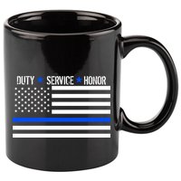 Blue Ribbon USA Flag Support Police 11oz C Handle Ceramic Mug