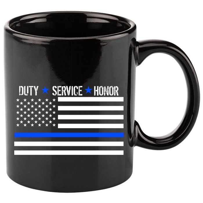 Blue Ribbon USA Flag Support Police 11oz C Handle Ceramic Mug