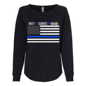 Blue Ribbon USA Flag Support Police Womens California Wash Sweatshirt