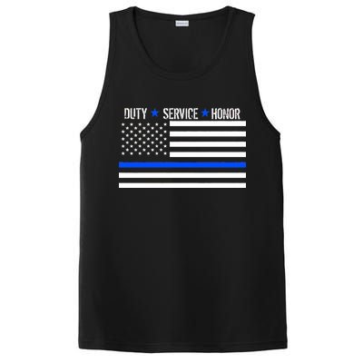 Blue Ribbon USA Flag Support Police PosiCharge Competitor Tank