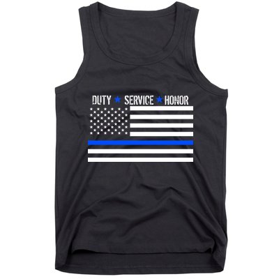 Blue Ribbon USA Flag Support Police Tank Top
