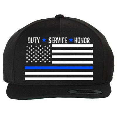 Blue Ribbon USA Flag Support Police Wool Snapback Cap