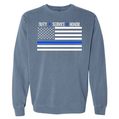 Blue Ribbon USA Flag Support Police Garment-Dyed Sweatshirt