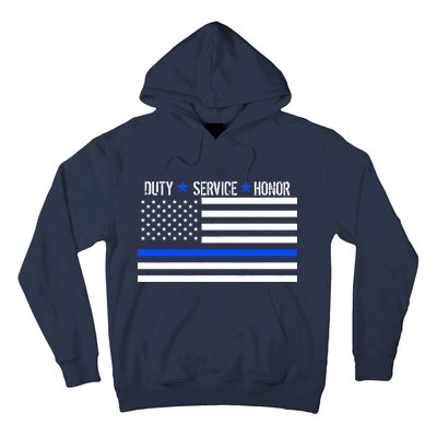 Blue Ribbon USA Flag Support Police Hoodie